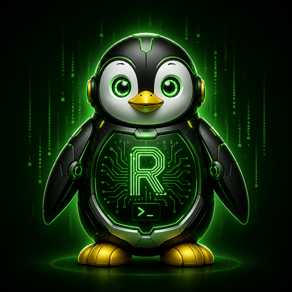 Robotic penguin with R on its chest, the new webR icon